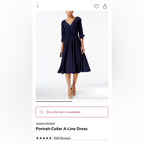 navy blue dress for baby girl Jessica Howard Jersey Taffeta 3/4 Sleeve Portrait Collar Ruched A-Line Midi  Dress at Hamilton Place in Chattanooga, TN main image 0